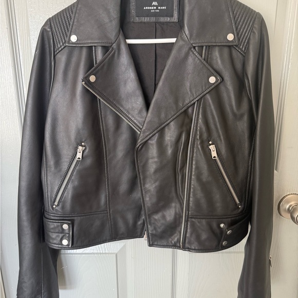 Andrew Marc Jackets & Blazers - Andrew Marc Dark Leather Biker Jacket